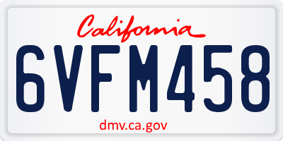 CA license plate 6VFM458