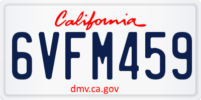 CA license plate 6VFM459