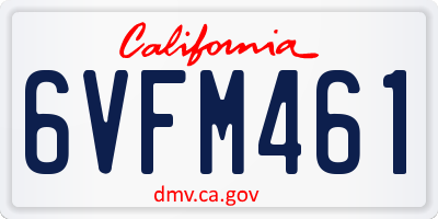 CA license plate 6VFM461