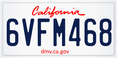 CA license plate 6VFM468