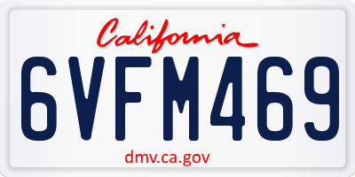 CA license plate 6VFM469