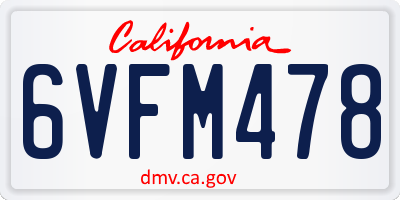 CA license plate 6VFM478