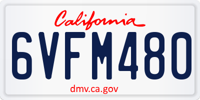 CA license plate 6VFM480