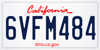 CA license plate 6VFM484