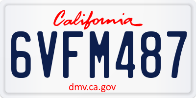 CA license plate 6VFM487