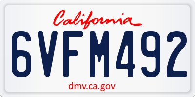 CA license plate 6VFM492