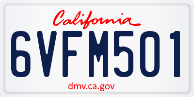 CA license plate 6VFM501