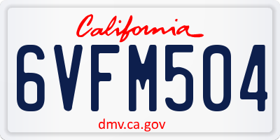 CA license plate 6VFM504