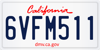 CA license plate 6VFM511