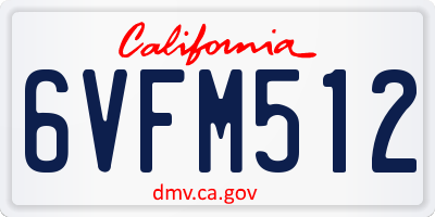 CA license plate 6VFM512