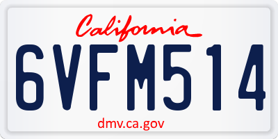 CA license plate 6VFM514
