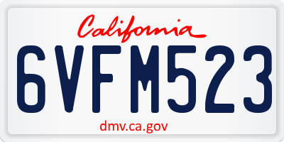 CA license plate 6VFM523