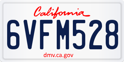 CA license plate 6VFM528