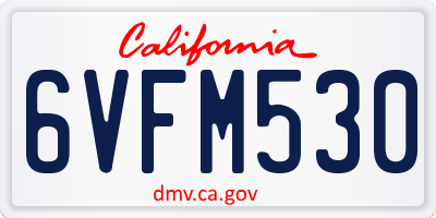 CA license plate 6VFM530