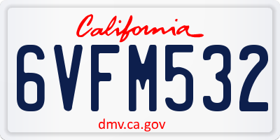 CA license plate 6VFM532