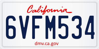 CA license plate 6VFM534