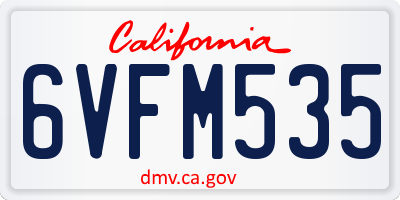 CA license plate 6VFM535