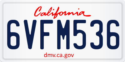 CA license plate 6VFM536