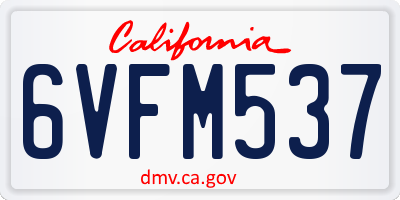 CA license plate 6VFM537