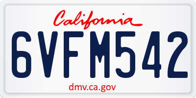 CA license plate 6VFM542