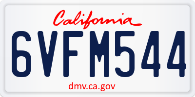 CA license plate 6VFM544