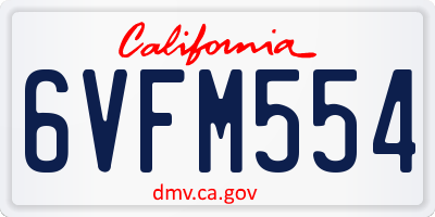 CA license plate 6VFM554