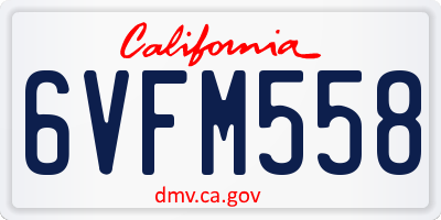 CA license plate 6VFM558