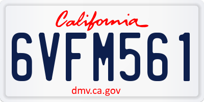 CA license plate 6VFM561