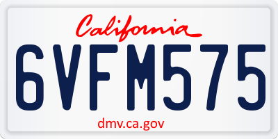 CA license plate 6VFM575