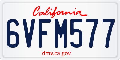 CA license plate 6VFM577