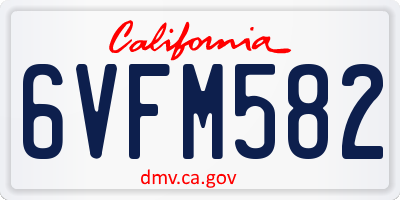CA license plate 6VFM582