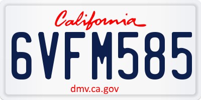 CA license plate 6VFM585