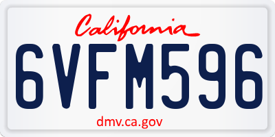 CA license plate 6VFM596