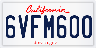 CA license plate 6VFM600