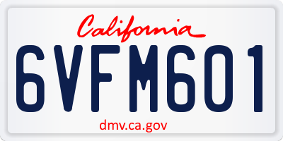 CA license plate 6VFM601