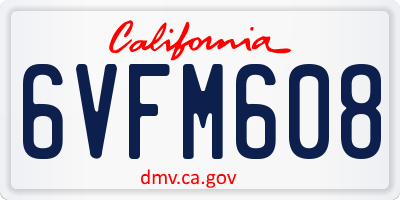 CA license plate 6VFM608