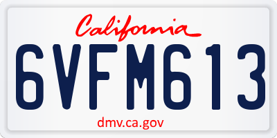 CA license plate 6VFM613