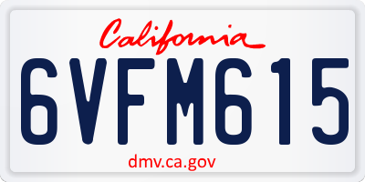 CA license plate 6VFM615