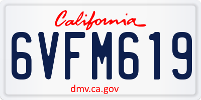 CA license plate 6VFM619