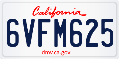 CA license plate 6VFM625