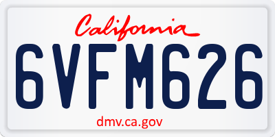 CA license plate 6VFM626