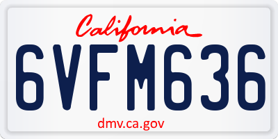 CA license plate 6VFM636