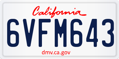 CA license plate 6VFM643