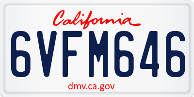 CA license plate 6VFM646