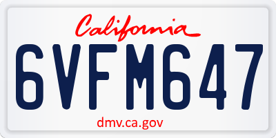 CA license plate 6VFM647