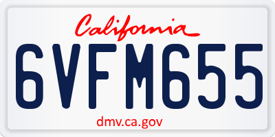 CA license plate 6VFM655