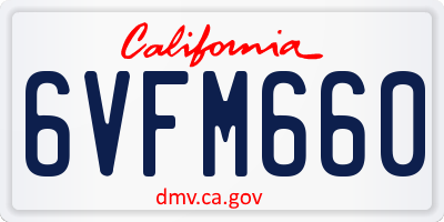 CA license plate 6VFM660