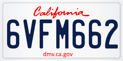 CA license plate 6VFM662