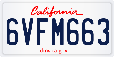 CA license plate 6VFM663