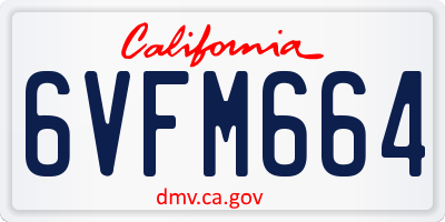 CA license plate 6VFM664